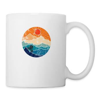 Retro Mountainbike fährt den Berg runter für - Tasse - Weiß - Rechts