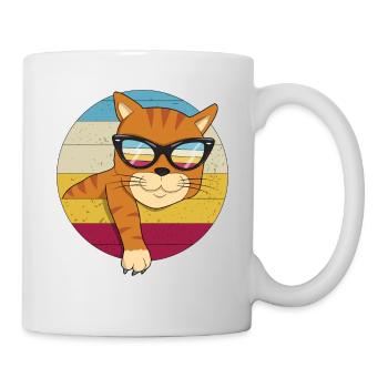 Vintage rothaar Katze Sonnenbrille Katzenliebhaber - Tasse - Weiß - Rechts