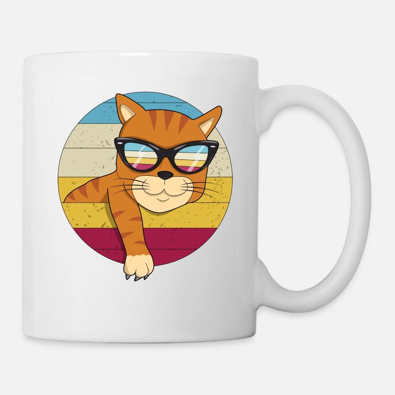 Vintage chat rousse lunettes de soleil amoureux des chats - Mug blanc - blanc