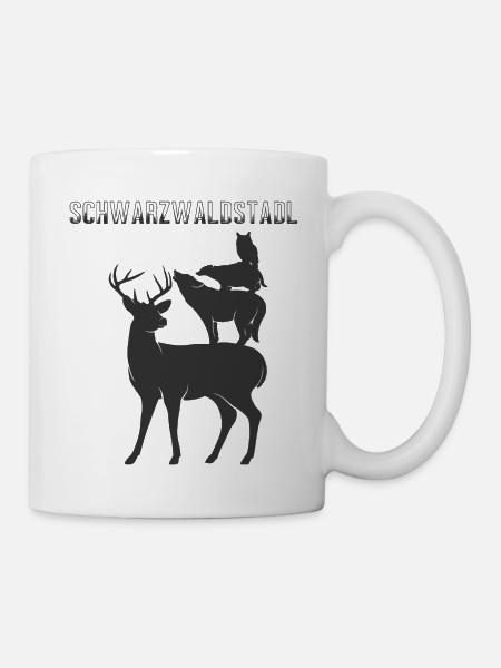 Schwarzwald wandern Tracht Wildtieren - Tasse - Weiß