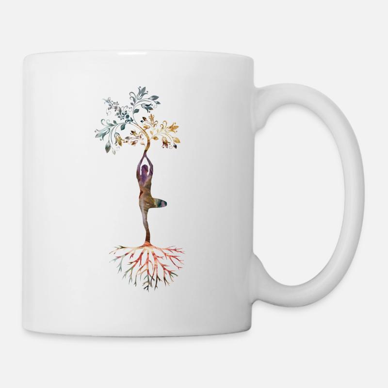 Yoga Baum des Lebens mit Gemälde Kunst Geschenk - Tasse - Weiß
