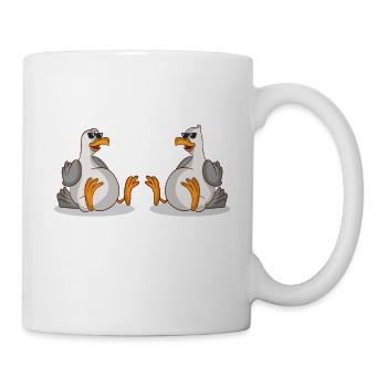Moin plattdeutsch norddeutsch Möwen Fischbrötchen - Tasse - Weiß - Rechts