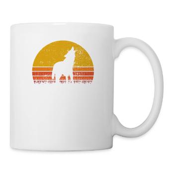 Wolf Wölfe Tier Hund Retro Sonnenaufgang Geschenk - Tasse - Weiß - Rechts