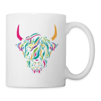 Highland Cow Animal Print Colorful Cow Lover Gift - Mug - white - Right