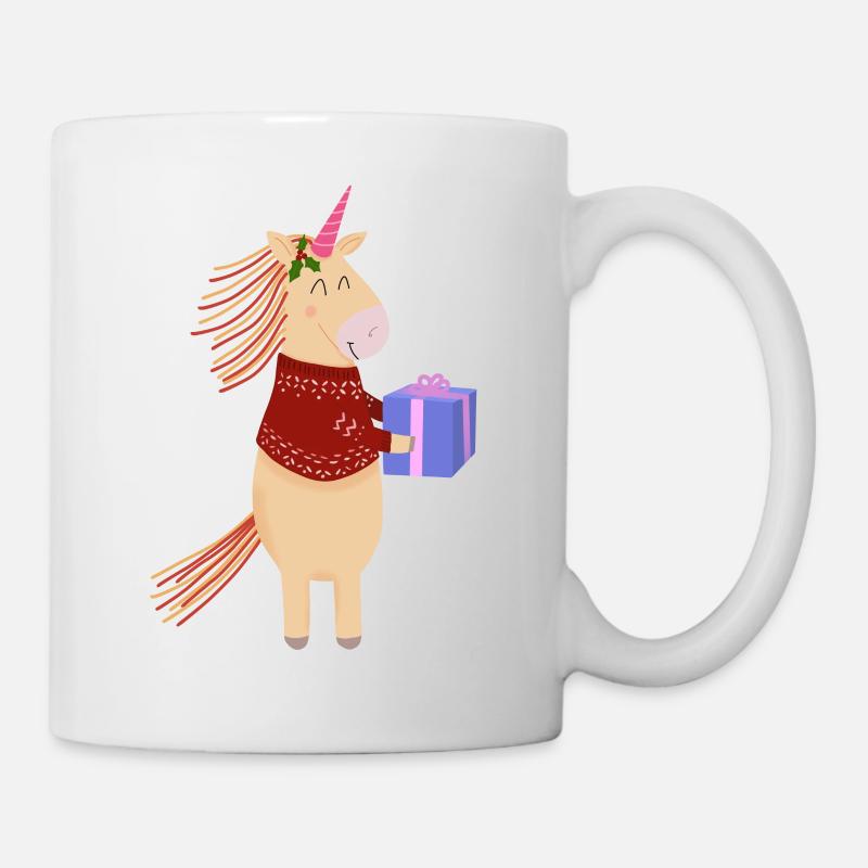 Cadeau de Noël licorne jaune - Mug blanc - blanc