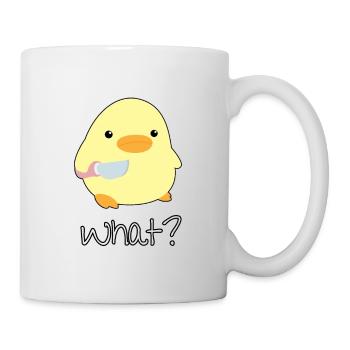 Was? Ente mit Messer Meme Küken Dank Süßes Tier - Tasse - Weiß - Rechts