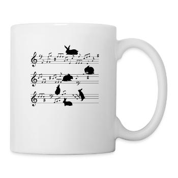 Niedliche Kaninchen Hase Musiknoten Musiker - Tasse - Weiß - Rechts