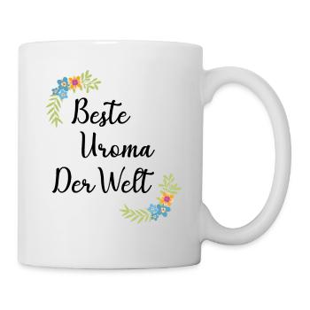 Beste Uroma der ganzen Welt Geschenk floral Uroma - Tasse - Weiß - Rechts
