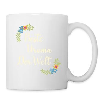 Beste Uroma der ganzen Welt Geschenk floral Uroma - Tasse - Weiß - Rechts