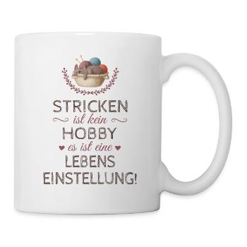 Humorvoller Wolle Spruch für Strickerin Geschenk - Tasse - Weiß - Rechts