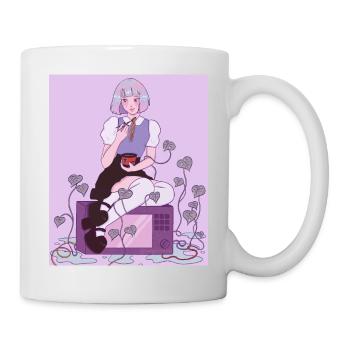 Anime écolière avec ramen four micro-ondes lierre - Mug blanc - blanc - Droite