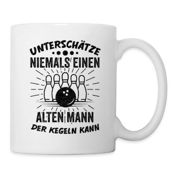 Kegeln Bier Kegelverein Kegelbahn Lustige Sprüche - Tasse - Weiß - Rechts