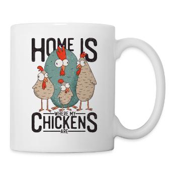 Poulets / Poulet - C'est à la maison que sont mes poulets. - Mug blanc - blanc - Droite