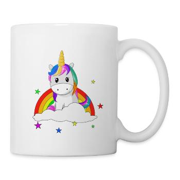 Einhorn für Einhörner Regenbogen Sterne - Tasse - Weiß - Rechts