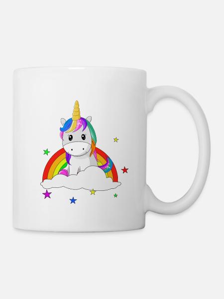 Einhorn für Einhörner Regenbogen Sterne - Tasse - Weiß
