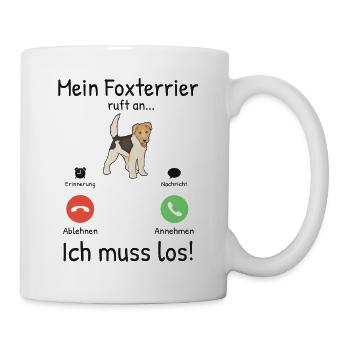 Mein Foxterrier ruft an Drahthaar-Foxterrier - Tasse - Weiß - Rechts