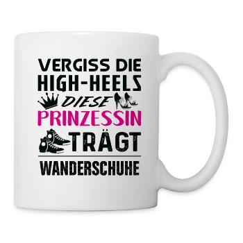 Prinzessin trägt Wanderschuhe / High-heels Berge - Tasse - Weiß - Rechts