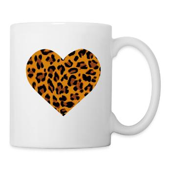 Coeur avec cadeau de motif peau de léopard - Mug blanc - blanc - Droite
