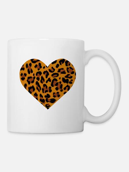 Heart with leopard skin pattern gift - Mug - white