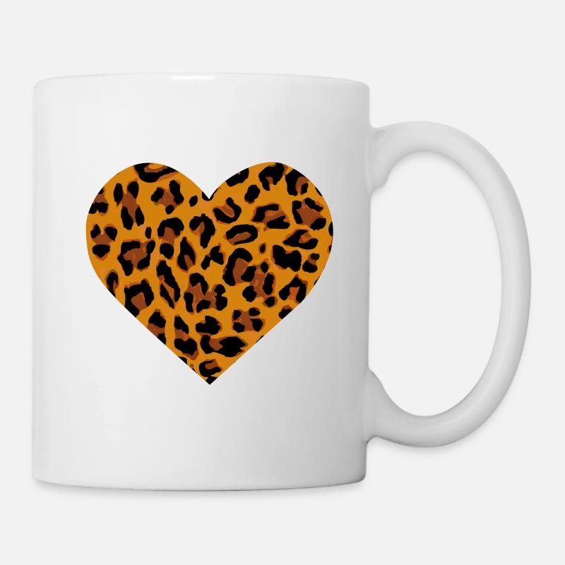 Heart with leopard skin pattern gift - Mug - white