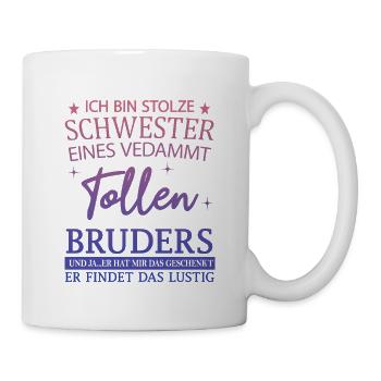 Stolze Schwester tollen Bruders Geschenk - Tasse - Weiß - Rechts