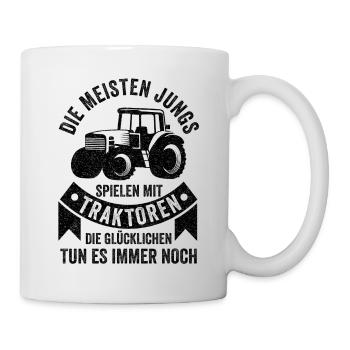 Traktor Trecker Bauernhof Feldarbeit Lustige Sprüc - Tasse - Weiß - Rechts
