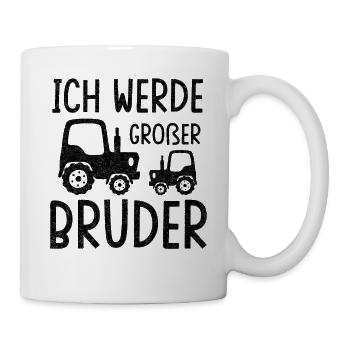 Traktor Ich Werde Großer Bruder Trecker Babyparty - Tasse - Weiß - Rechts