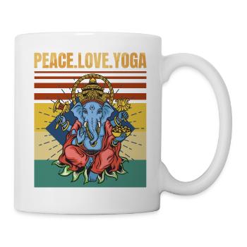 Ganesha - Peace Love Yoga - Savasana - Retro - - Mug - white - Right