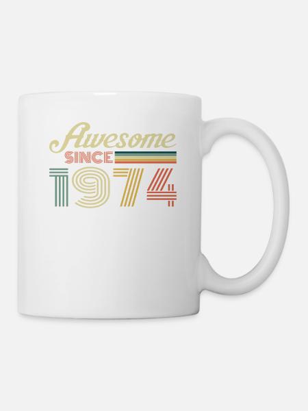 Vintage 1974 Geburtstag Retro Jahrgang Geschenk - Tasse - Weiß