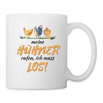 Lustiger Huhn Spruch für Hühnerzüchter Geschenk - Tasse - Weiß - Rechts