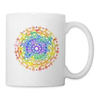 Lebendiges Mandala spirituell mit bunten Farben - Tasse - Weiß - Rechts