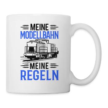 Meine Modellbahn Meine Regeln Modelleisenbahn Mode - Tasse - Weiß - Rechts