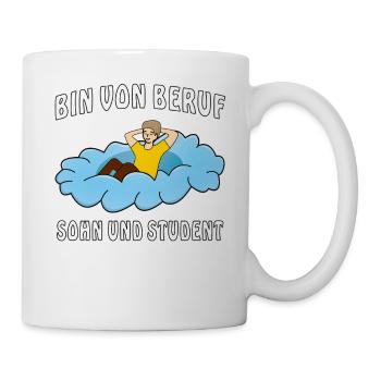 BIN VON BERUF SOHN UND STUDENT MANN AUF WOLKE - Tasse - Weiß - Rechts