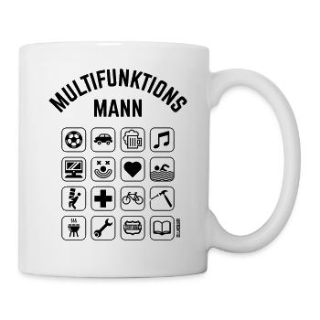 Multifunktions Mann (16 Icons / Smartphone / PNG) - Tasse - Weiß - Rechts