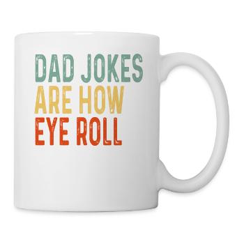 Papa Witze sind Wie Augenrollen Retro Shirt Lustig Papa J - Tasse - Weiß - Rechts