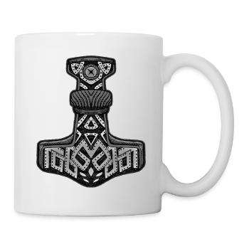 Thors Hammer Mjölnir Wikinger Design - Tasse - Weiß - Rechts