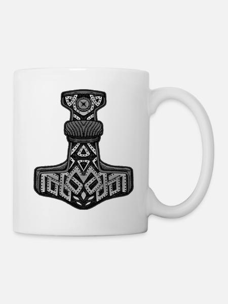 Thors Hammer Mjölnir Wikinger Design - Tasse - Weiß