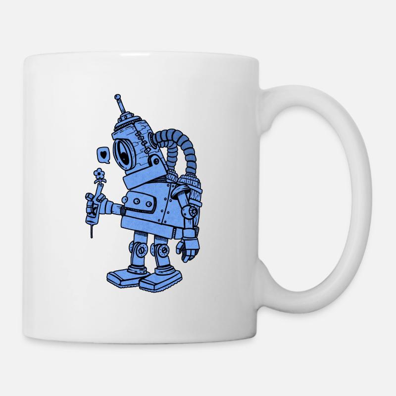 Roboter in Liebe blau - Tasse - Weiß