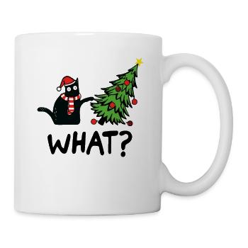 Chat de noël quel arbre de noël chaton - Mug blanc - blanc - Droite