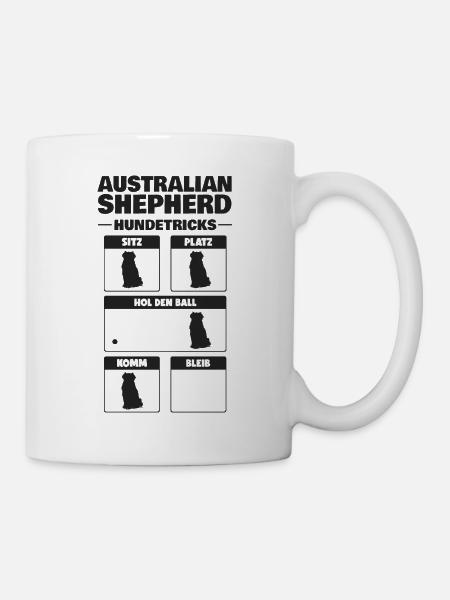 Aussie Tricks Australian Shepherd Hundetricks - Tasse - Weiß