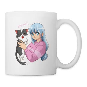 Anime Neko Cat Girl I Waifu Pastel Kawaii Anime Gi - Mug blanc - blanc - Droite