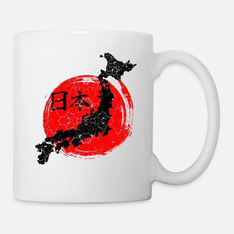 Forme de pays du Japon avec drapeau japonais - Mug blanc - blanc