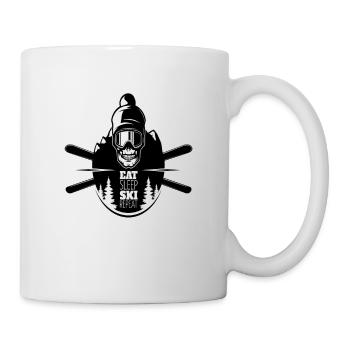 Totenkopf Skifahrer Eat Sleep Ski Repeat Geschenk - Tasse - Weiß - Rechts