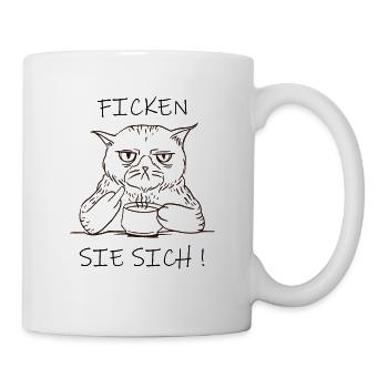 Ficken Sie Sich - Fuck You - Lustiges Katzen - Tasse - Weiß - Rechts
