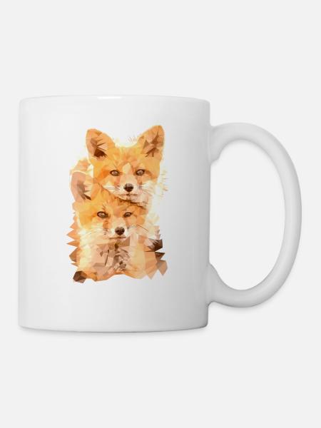 Fuchs Polygon Art - Tasse - Weiß