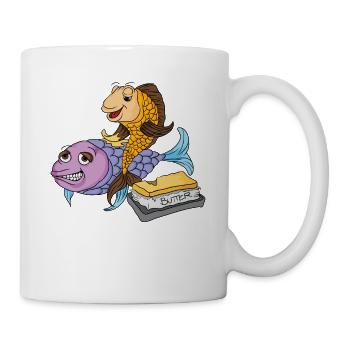 Butter with the fish Low German saying - Mug - white - Right