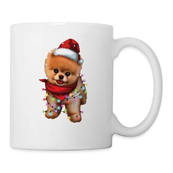 Chien de Poméranie de Noël - chiot mignon de Noël de Santa - Mug blanc - blanc - Droite