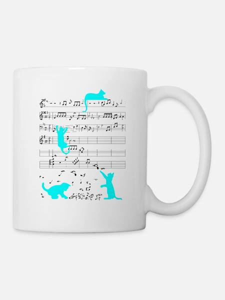 Musicien de note de musique chat mignon bleu - Mug blanc - blanc