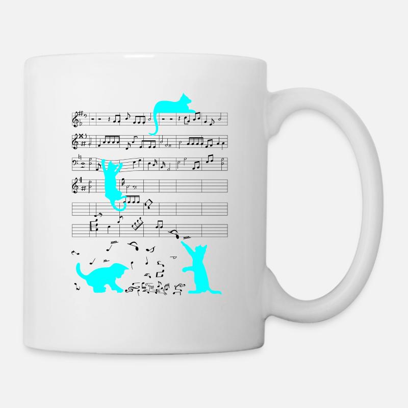 Musicien de note de musique chat mignon bleu - Mug blanc - blanc