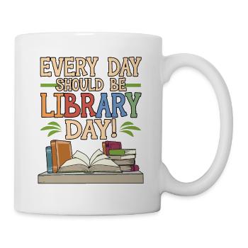 Book library saying reading bookworm gift - Mug - white - Right
